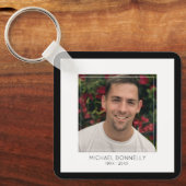 Moderne Zwart Omrande Fotoherdenking Sleutelhanger (Voorkant)