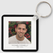 Moderne Zwart Omrande Fotoherdenking Sleutelhanger (Achterkant)