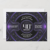 Moderne Zwart Paarse 40ste Verjaardagsfeestje Kaart (Voorkant)