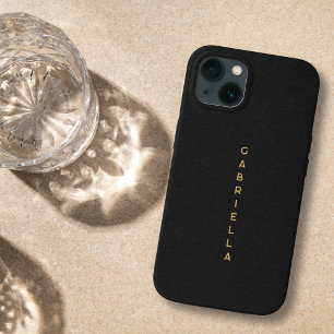 Moderne Zwart Papier Textuur & Luxe Gouden Naam Case-Mate iPhone Case