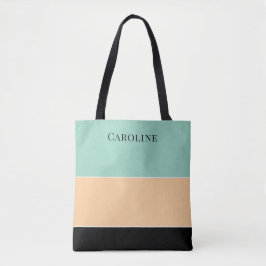 Moderne Zwart, Perzik, Groene Gepersonaliseerde  Tote Bag