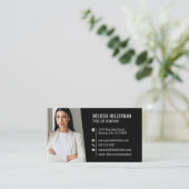 Moderne Zwart Professionele QR-code Foto Visitekaartje (Staand voorkant)