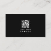 Moderne Zwart Professionele QR-code Foto Visitekaartje (Achterkant)