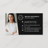 Moderne Zwart Professionele QR-code Fotologo Visitekaartje (Voorkant)