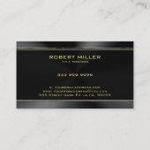 Moderne Zwart Roestvrij staal & Gouden Accenten Visitekaartje (Achterkant)