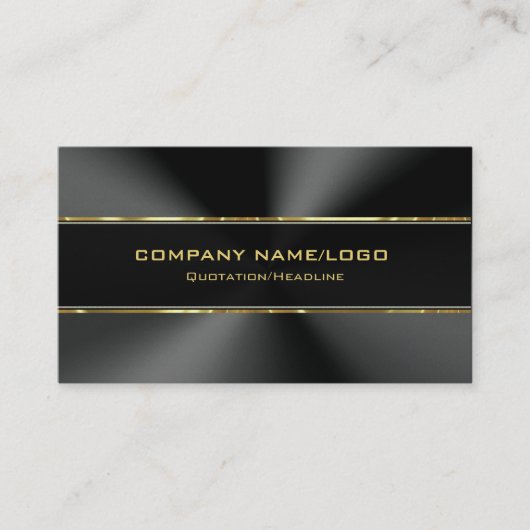 Moderne Zwart Roestvrij staal & Gouden Accenten Visitekaartje (Voorkant)