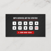 Moderne Zwart & Rood Barber Shop Pole Hair Stylist Klantenkaartje (Achterkant)