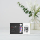 Moderne Zwart Rood Barber Shop Pool Verbind met on Visitekaartje (Staand voorkant)