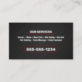 Moderne Zwart Rood Barber Shop Pool Verbind met on Visitekaartje (Achterkant)