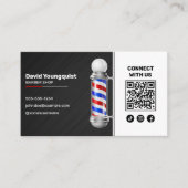 Moderne Zwart Rood Barber Shop Pool Verbind met on Visitekaartje (Voorkant)
