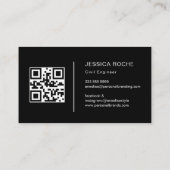 Moderne Zwart & Rood Metaal Civil Engineer qr code Visitekaartje (Achterkant)
