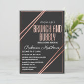 Moderne Zwart Roos Goud Chic Lineaire Brunch Bubbl Kaart (Staand voorkant)