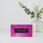 Moderne Zwart-Roze Glitter & Sparkles Visitekaartje (Staand voorkant)