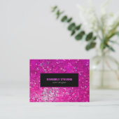 Moderne Zwart-Roze Glitter & Sparkles Visitekaartje (Staand voorkant)