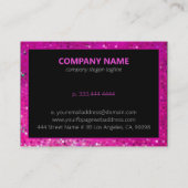 Moderne Zwart-Roze Glitter & Sparkles Visitekaartje (Achterkant)