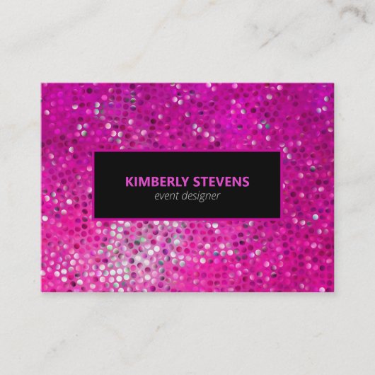 Moderne Zwart-Roze Glitter & Sparkles Visitekaartje (Voorkant)