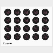 Moderne zwart roze kalligrafie 40e verjaardag ronde sticker (Vel)