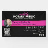 Moderne Zwart & Roze Notaris Openbare Gebeurtenisv Spandoek (Horizontaal)