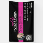 Moderne Zwart & Roze Notaris Openbare Gebeurtenisv Spandoek (Verticaal)