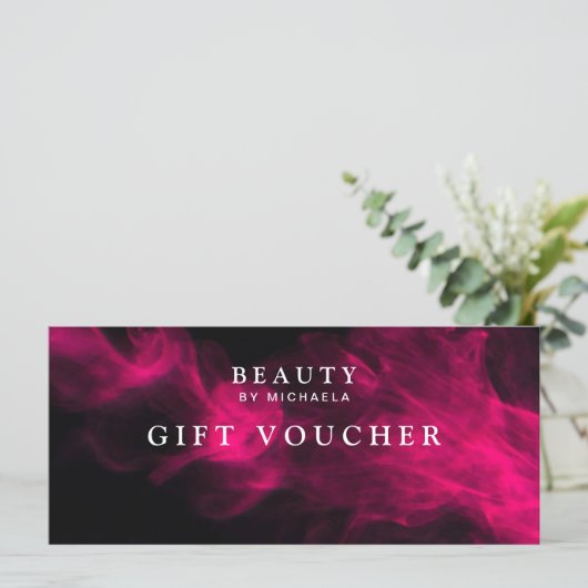 Moderne Zwart & Roze Rook Cadeaubon/Certificaat (Staand voorkant)