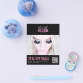 Moderne Zwart Roze Schoonheid Salon Promo Deals QR Flyer (Enkel)