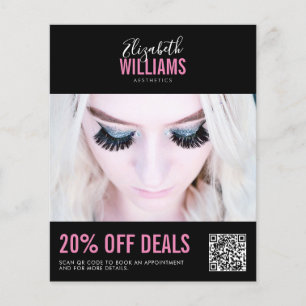 Moderne Zwart Roze Schoonheid Salon Promo Deals QR Flyer