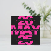 Moderne Zwart Roze Vetgedrukte Typografie Huwelijk Save The Date (Staand voorkant)
