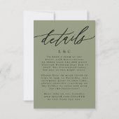 Moderne Zwart & Sage Groene Eenvoudige Huwelijksbi RSVP Kaartje (Voorkant)