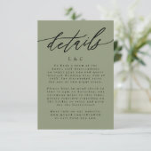 Moderne Zwart & Sage Groene Eenvoudige Huwelijksbi RSVP Kaartje (Staand voorkant)