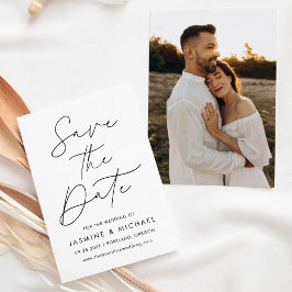 Moderne zwart script foto save the date