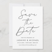 Moderne zwart script foto save the date (Voorkant)
