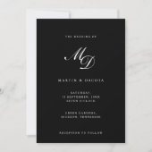 Moderne Zwart & Script Initialen Monogram Bruiloft Kaart (Voorkant)