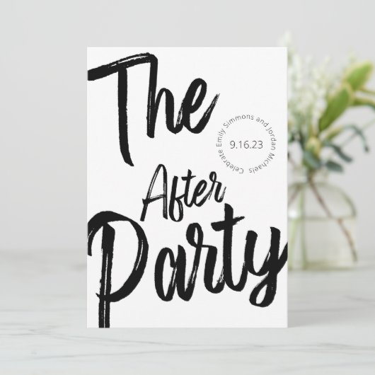 Moderne, zwart script zwart wit na bruiloft kaart (Staand voorkant)