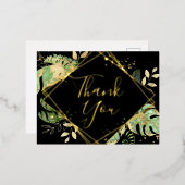 Moderne Zwart Tropisch Loof Huwelijk Bedankt Folie Uitnodiging Briefkaart (Voorkant / Achterkant)