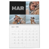 Moderne zwart vet typografie 3 foto familie kalender (Mar 2026)