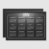 Moderne zwart-wit 2024 kalender magneet (Voorkant / Achterkant)