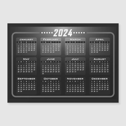 Moderne zwart-wit 2024 kalender magneet (Voorkant)