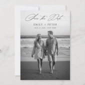 Moderne Zwart & Wit 2 Foto QR Code Save The Date Kaart (Voorkant)