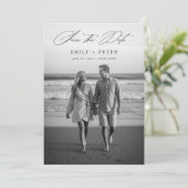 Moderne Zwart & Wit 2 Foto QR Code Save The Date Kaart (Staand voorkant)