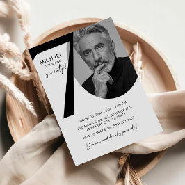 Moderne zwart-wit 70ste foto verjaardagsfeestje kaart