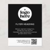 Moderne Zwart & Wit Aangepast Logo QR Code Zakelij Flyer (Voorkant)