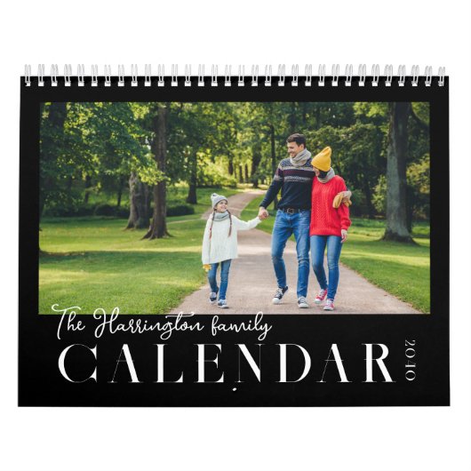 Moderne zwart-wit aangepaste gezelfotokalender kalender (Hoes)