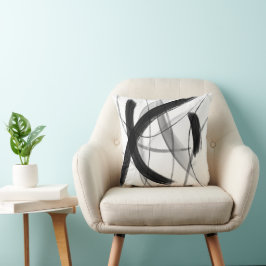 Moderne zwart-wit abstract kussen