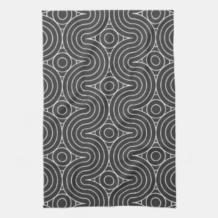 Moderne zwart-wit abstract patroonontwerp theedoek