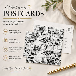 Moderne Zwart-Wit Abstracte Kunst Ansichtkaart Briefkaart