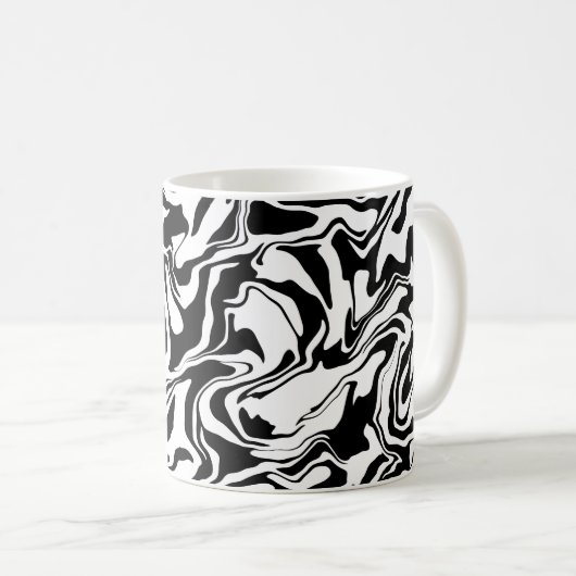 Moderne Zwart & Wit Abstracte Kunst Koffiemok (Voorkant rechts)