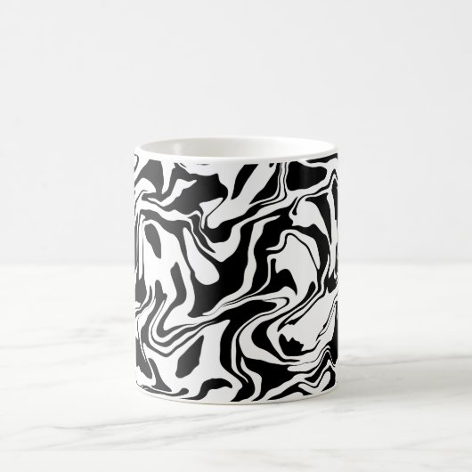 Moderne Zwart & Wit Abstracte Kunst Koffiemok (Center)