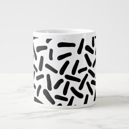 Moderne Zwart-Wit Abstracte Patroon Jumbo Mok (Voorkant)