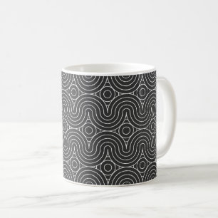 Moderne Zwart-Wit Abstracte Patroonontwerp Koffiemok