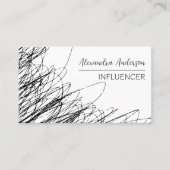 Moderne zwart-wit Abstracte Scribble QR-code Visitekaartje (Voorkant)